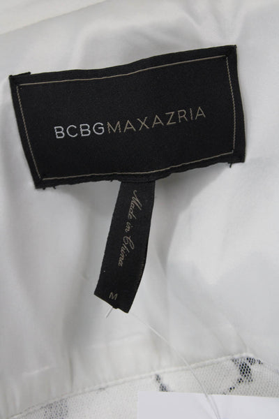 BCBGMAXAZRIA Women Floral White V-Neck Long Sleeve Blazer Size M