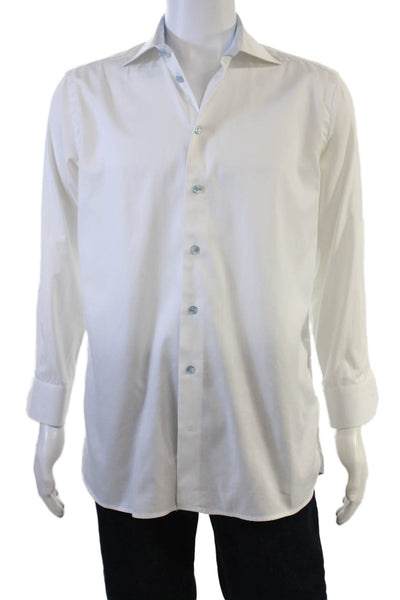 Eton Mens Dress Shirt White Spread Collar Long Sleeve 100% Cotton Size 42