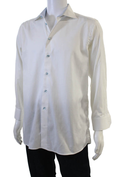Eton Mens Dress Shirt White Spread Collar Long Sleeve 100% Cotton Size 42