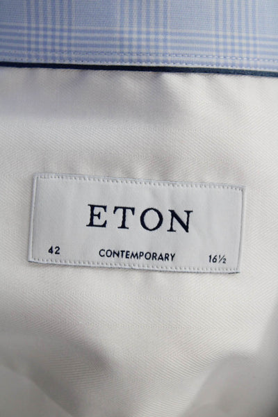 Eton Mens Dress Shirt White Spread Collar Long Sleeve 100% Cotton Size 42