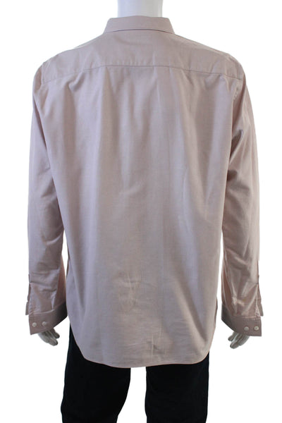 Theory Mens Point Collar Button Up Shirt Beige Long Sleeve Cotton Size XL