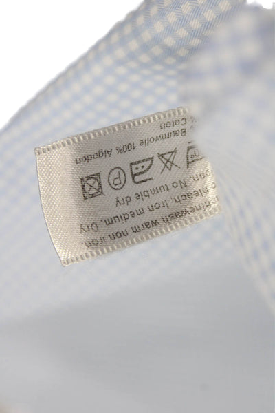 Eton Mens Light Blue Check Spread Collar Cotton Long Sleeve Dress Shirt Size 42