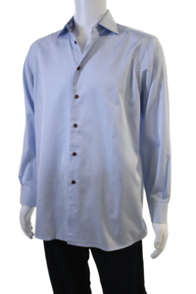 Eton Mens Light Blue 100% Cotton Spread Collar Long Sleeve Dress Shirt Size 41