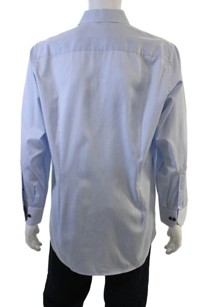 Eton Mens Light Blue 100% Cotton Spread Collar Long Sleeve Dress Shirt Size 41