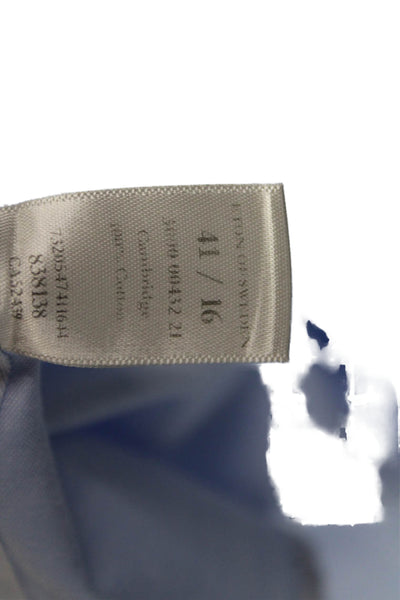 Eton Mens Light Blue 100% Cotton Spread Collar Long Sleeve Dress Shirt Size 41