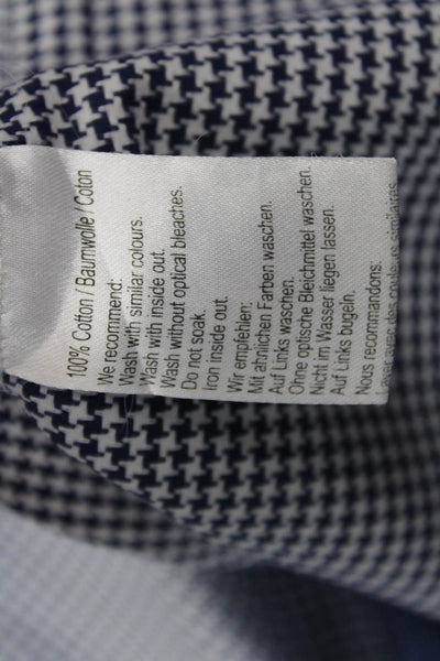 Sand Mens Spread Collar Check Cotton Button-Up Long Sleeve Blue Size 43