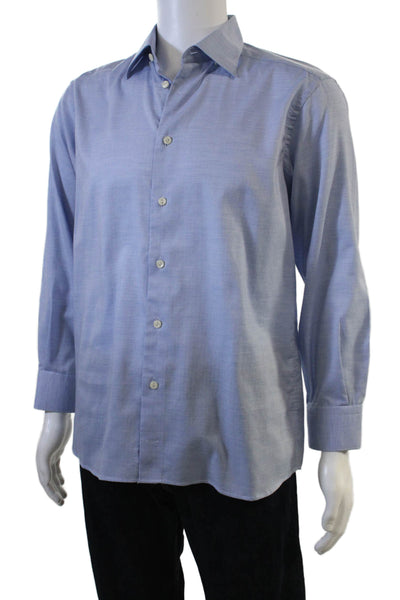 Eton Mens Spread Collar Cotton Dress Shirt Light Blue Long Sleeve Size M