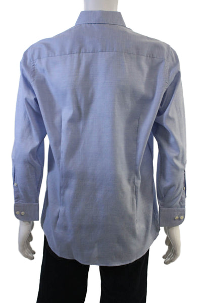 Eton Mens Spread Collar Cotton Dress Shirt Light Blue Long Sleeve Size M
