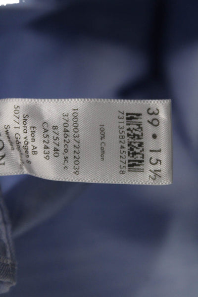 Eton Mens Spread Collar Cotton Dress Shirt Light Blue Long Sleeve Size M
