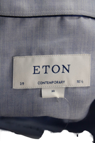 Eton Mens Spread Collar Cotton Dress Shirt Light Blue Long Sleeve Size M