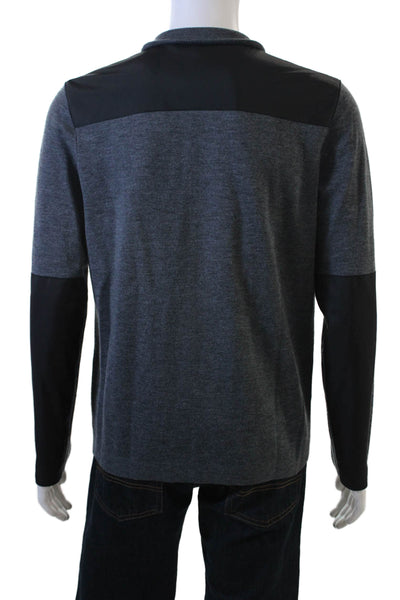 Theory Mens Full Zip Merino Wool Mock Neck Sweater Dark Gray Size M