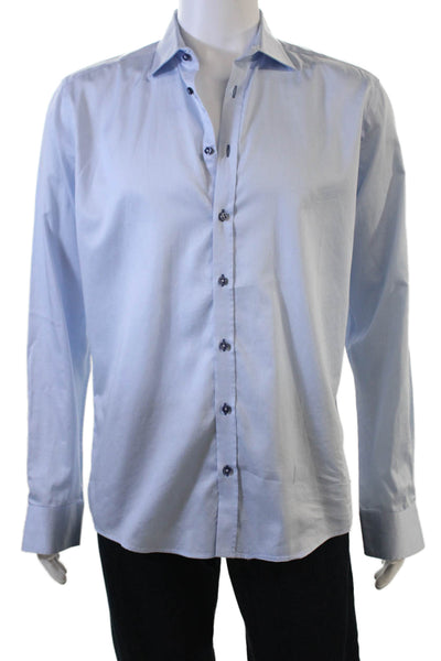 Sand Copenhagen Mens Spread Collar Dress Shirt Light Blue Long Sleeve Size 43