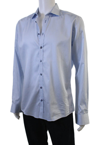 Sand Copenhagen Mens Spread Collar Dress Shirt Light Blue Long Sleeve Size 43