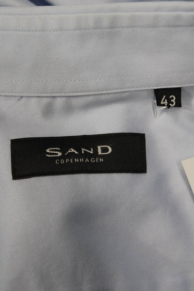 Sand Copenhagen Mens Spread Collar Dress Shirt Light Blue Long Sleeve Size 43