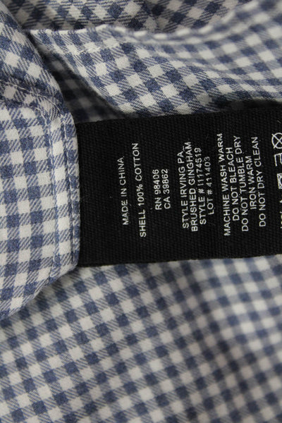 Theory Mens Point Collar Button-Up Check Cotton Blue Long Sleeve Shirt Size XL