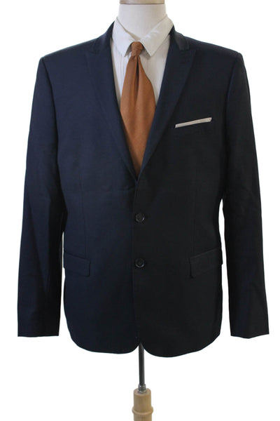 The Kooples Mens Dark Blue 100% Wool Blazer Button Collared Classic Size 52
