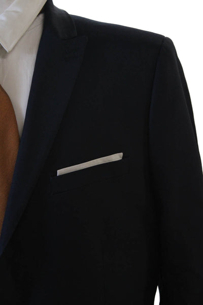 The Kooples Mens Dark Blue 100% Wool Blazer Button Collared Classic Size 52