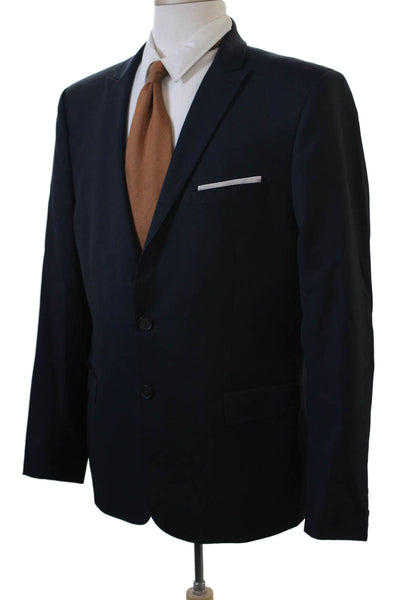 The Kooples Mens Dark Blue 100% Wool Blazer Button Collared Classic Size 52