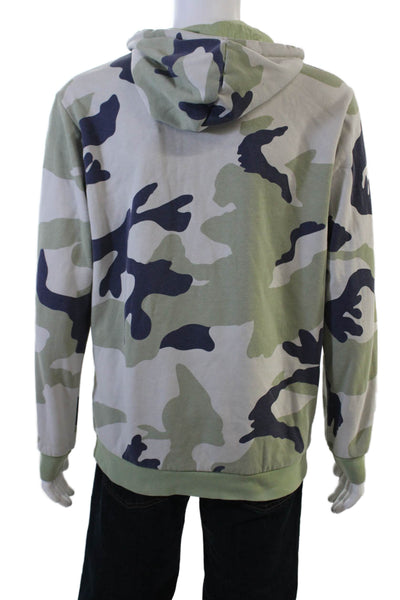 Adidas Mens Pullover Hoodies Beige Army Camo Drawstring Long Sleeve Size M