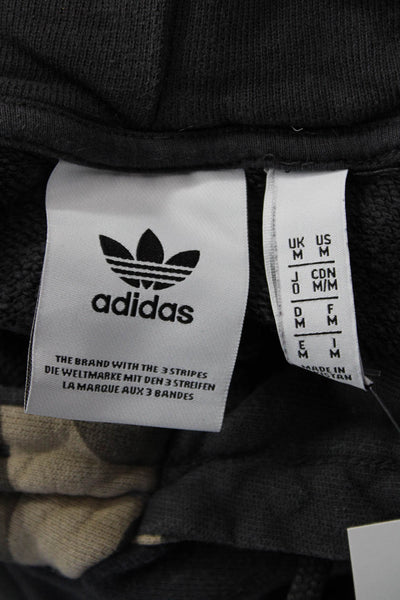 Adidas Mens Pullover Hoodies Black Camo Graphic Cotton Drawstring Size M