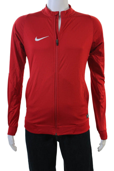 Nike Mens Windbreaker Red Zip Mock Neck Long Sleeve Polyester Size S