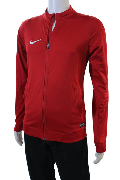 Nike Mens Windbreaker Red Zip Mock Neck Long Sleeve Polyester Size S