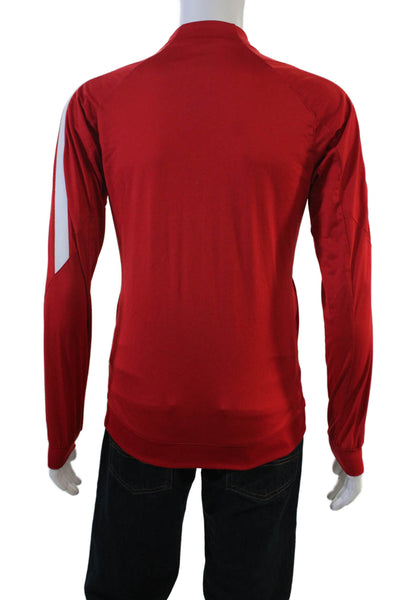 Nike Mens Windbreaker Red Zip Mock Neck Long Sleeve Polyester Size S