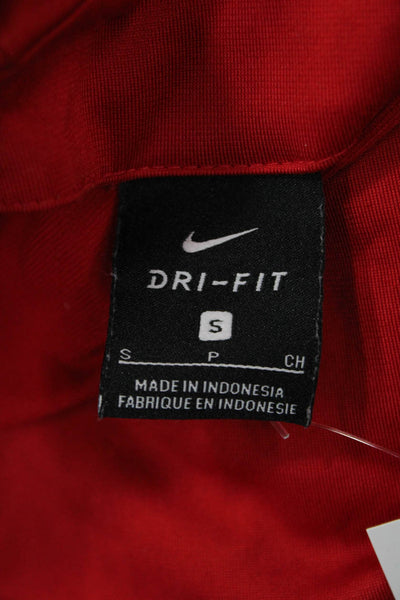 Nike Mens Windbreaker Red Zip Mock Neck Long Sleeve Polyester Size S