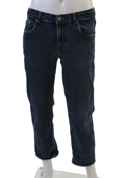 Levis Unisex Dark Blue Cropped Straight Jeans Button Size 28