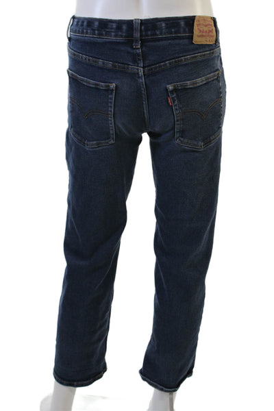 Levis Unisex Dark Blue Cropped Straight Jeans Button Size 28