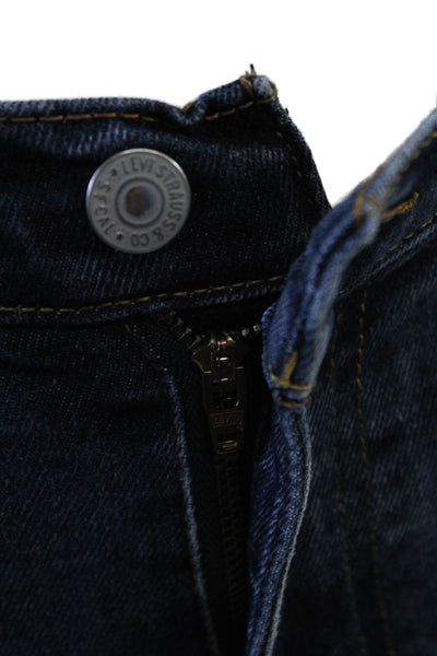 Levis Unisex Dark Blue Cropped Straight Jeans Button Size 28