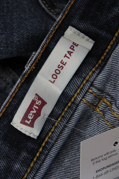 Levis Unisex Dark Blue Cropped Straight Jeans Button Size 28