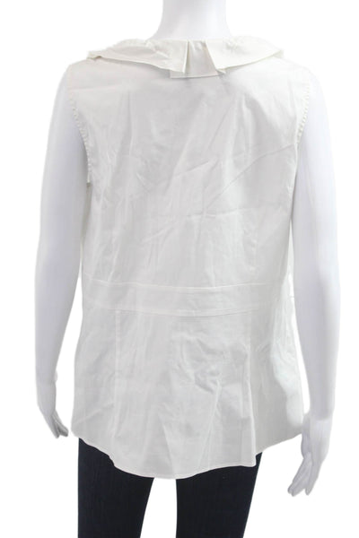 Lafayette 148 New York Women Sleeveless V Neck Blouse White Designer Size 14