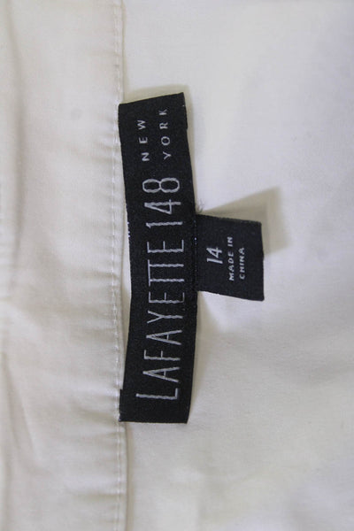 Lafayette 148 New York Women Sleeveless V Neck Blouse White Designer Size 14