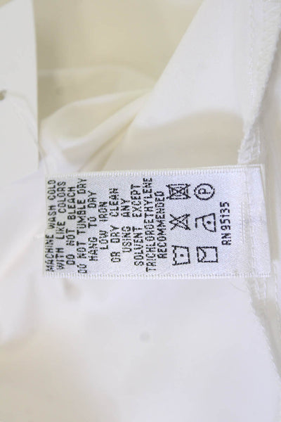 Lafayette 148 New York Women Sleeveless V Neck Blouse White Designer Size 14