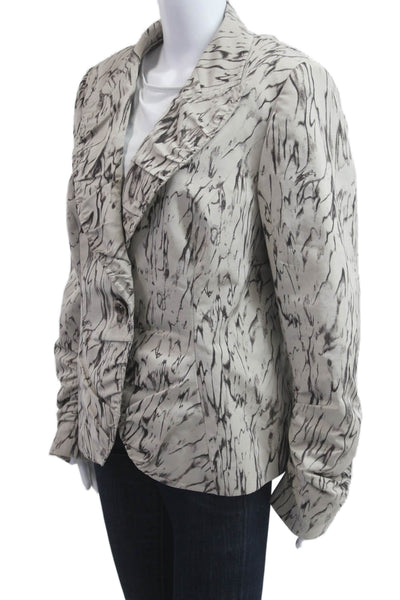 Escada Women Beige Collared Long Sleeve Button Blazer Designer Size 46