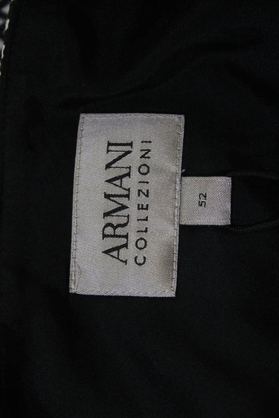 Armani Collezioni Women Black Herringbone Zip Blazer Long Sleeve Size S