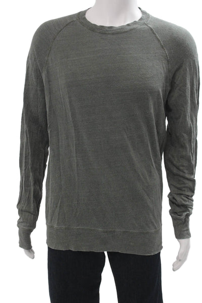 Majestic Filatures Mens Pullover Sweatshirt Green Crew Neck Long Sleeve Size L