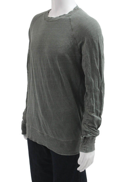 Majestic Filatures Mens Pullover Sweatshirt Green Crew Neck Long Sleeve Size L