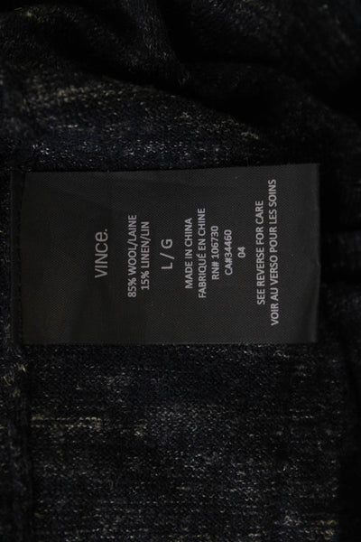 Vince Mens Dark Gray Crew Neck Long Sleeve Button T Shirt Wool Linen Size L