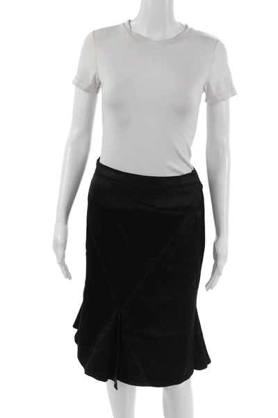 J. Mendel Women Trumpet Skirt Short Black Cotton Solid Size 8