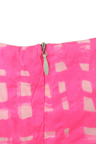 Natan Women A-Line Pencil Check Cotton Knee Length Skirt Pink Size L