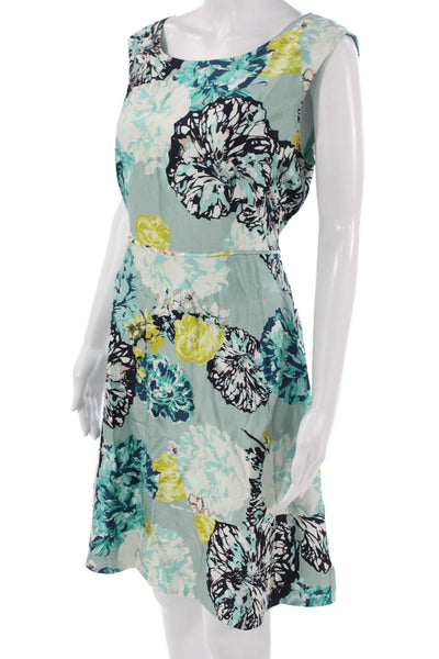 J Crew Womens A-Line Fit & Flare Silk Dress Light Blue Size 10