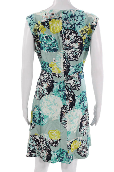 J Crew Womens A-Line Fit & Flare Silk Dress Light Blue Size 10