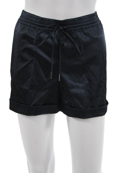 Gant Men Sweat Shorts Dark Blue Drawstring Solid Cotton Blend Size XL