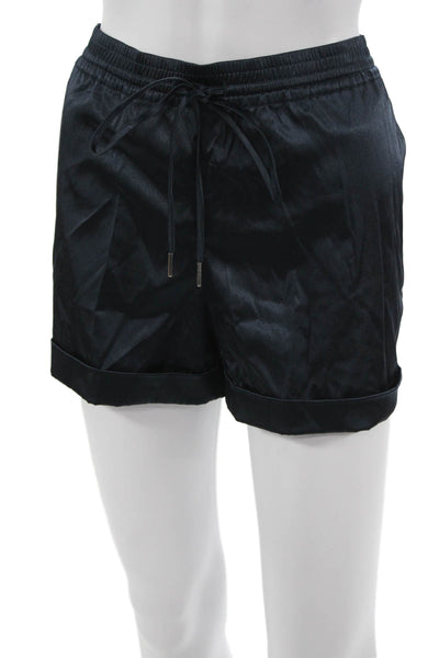 Gant Men Sweat Shorts Dark Blue Drawstring Solid Cotton Blend Size XL