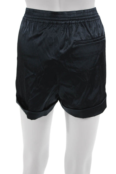 Gant Men Sweat Shorts Dark Blue Drawstring Solid Cotton Blend Size XL