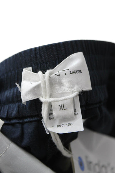 Gant Men Sweat Shorts Dark Blue Drawstring Solid Cotton Blend Size XL