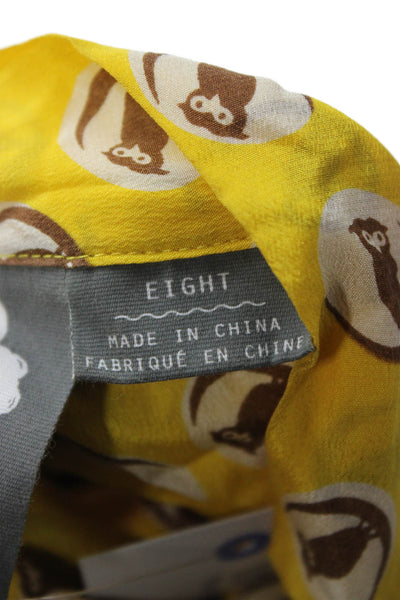 Girls From Savoy Anthropologie Womens Yellow Silk Highneck Blouse Size 8