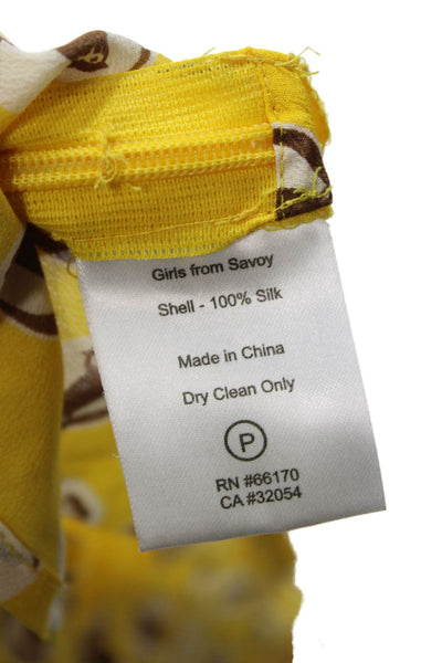 Girls From Savoy Anthropologie Womens Yellow Silk Highneck Blouse Size 8